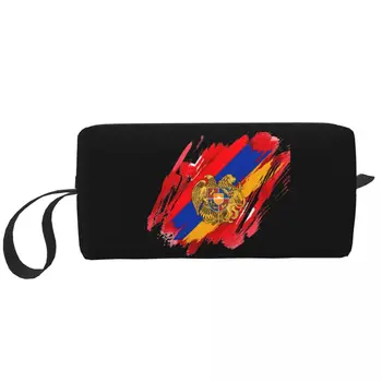 Армения флаг голям грим чанта водоустойчив торбичка пътуване козметични чанти арменски знаме организатор за жени