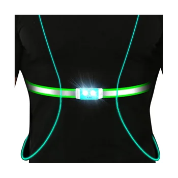  нощна светлина отразяваща жилетка LED гръдна лампа USB такса къмпинг риболов колоездене жилетка светлина (флуоресцентно зелено)