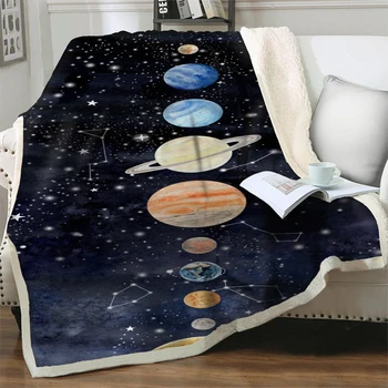 3D Вселена Планета печат плюшени хвърлят одеяло меки топли легла пътуване пикник одеяла за легла диван юрган дрямка покритие дропшипинг