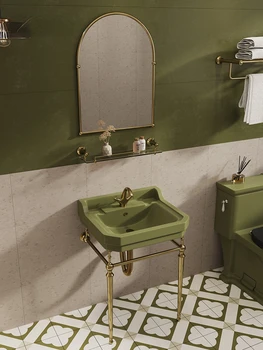 Grass Green Европейска ретро мивка Месингова скоба Мивка за мивка за баня Мивка за баня
