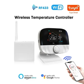 RF433 Безжичен термостат / Wifi програмируем температурен контролер за отопление на помещения с газов котел и задвижващ механизъм Smart Controll