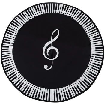 Нов килим музикален символ пиано ключ черен бял кръгъл килим нехлъзгащ килим начало спалня мат етаж декорация