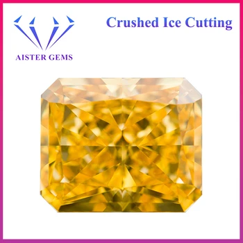 Нов натрошен лед нарязани кубичен цирконий златисто жълт лъчиста натрошени форма високо въглеродни диаманти 4K рязане 5A качество CZ скъпоценни камъни