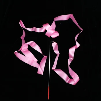 4бр 4 метра художествена гимнастика панделка с пръчка деца танци стримери Riband въртящ прът за гимнастика