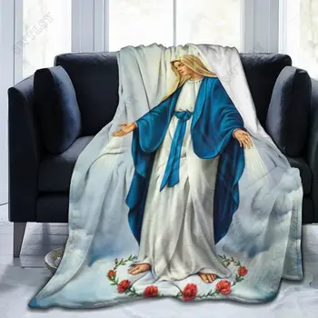 Дева Мария одеяло Дева Мария от Гуадалупе фланела одеяло топли подаръци за мама уютен размит хвърлят диван диван легла хол