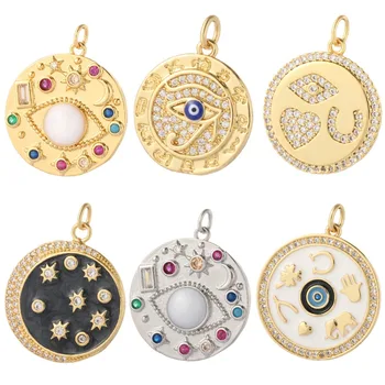 Evil Blue Eye Charms for Jewelry Making Moon Star Sun Diy Earrings Колие Гривна Златен цвят Boho Bulk Items Търговия на едро