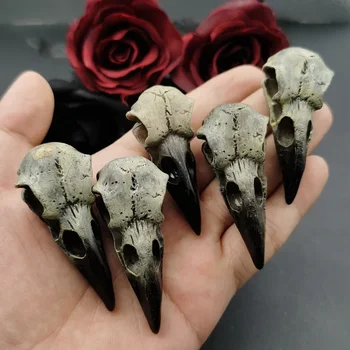 2pcs 28 * 60mm 3D врана череп мъжки череп огърлица висулка сврака готически Хелоуин подарък птица череп ръчно изработени бижута аксесоари