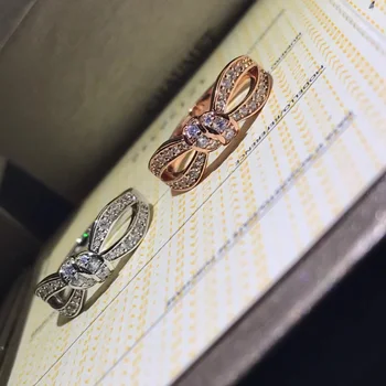 Paris Луксозни модни бижута 925 стерлинги сребро розово злато високо качество сватбено тържество пълен диамантен пръстен двойка пръстен