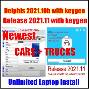 Последни Delphis 2021.10b с Keygen Софтуер DS 150 Autocoms 2021.11 Кодиране OBD2 Диагностичен инструмент Съвместим с Bluetooth
