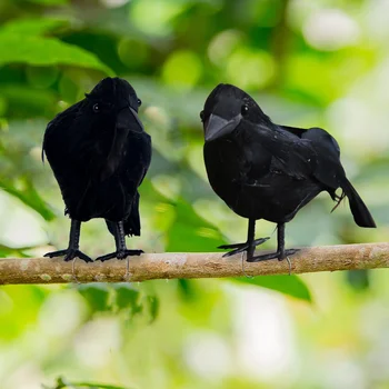 2 бр. Хелоуин черна врана орнамент симулация Raven животински модел птица страшни играчки ужас подпори DIY декорации за дома 2023