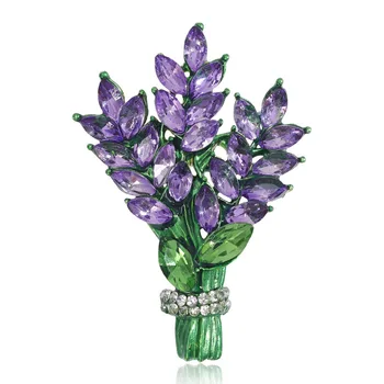 Дамска брошка Романтична кристална лавандула цвете ревера щифтове OL аксесоари Лавандула ботаника Vindicate подаръци Луксозни бижута