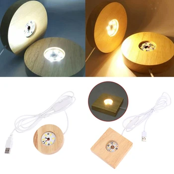  дърво светлина база акумулаторна дистанционно управление дървени LED светлина въртящи дисплей стойка лампа притежателя лампа база изкуство орнамент