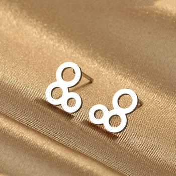Обеци от неръждаема стомана Геометрична молекула мода минималистичен кръг Stud обеци за жени Мъжки пънк черен комплект бижута Подаръци