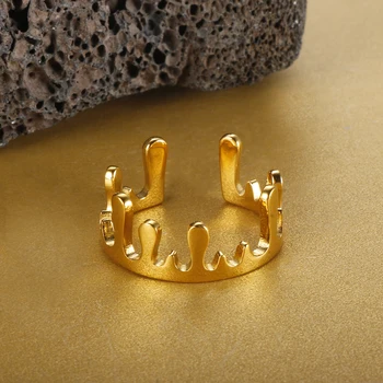 Нови отворени пръстени за маншети за жени момиче мода позлатени пръстен от неръждаема стомана регулируеми бижута подарък