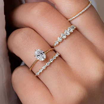 BOAKO Real S925 стерлинги сребро пенливи големи кубични цирконий класически пръстен луксозни пръстени за жени годежни фини бижута