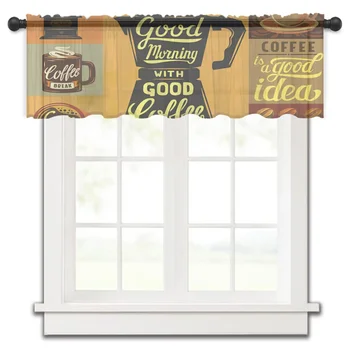 Кафе кафе на зърна плакат кратко отвесни прозорец завеса тюл завеси за кухня спалня Начало декор малки завеси Voile