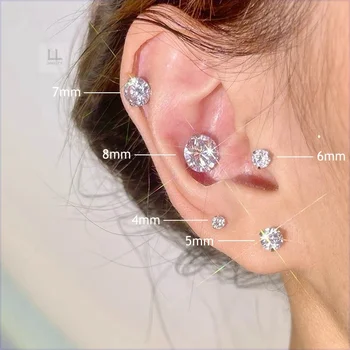 Модерен и елегантен Дамски кристални магнитни щипки за уши Луксозни цирконови кръгли обеци без перфорирани обеци Бижута