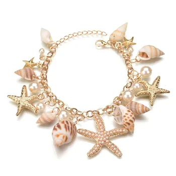 Star Starfish раковина черупка чар гривна за жени бижута летен стил