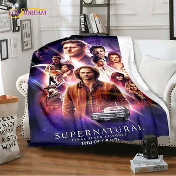 Super Natural Throw Blanket Horror Movie Фланелени одеяла за легла Мека декоративна одеяла Спално бельо Декор Декорация на дома
