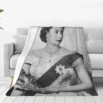 Нейно Величество Кралица Елизабет II Плетено одеяло Фланела Британска кралска корона Ултра-меки одеяла за легла Диван Спално бельо