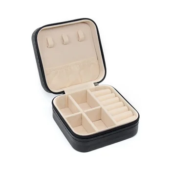 Portable бижута съхранение кутия пътуване организатор случай кожа съхранение обеци колие пръстен бижута организатор дисплей C