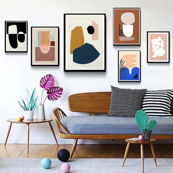 Boho Matisse плакат бежово черно абстрактна линия изкуство платно живопис стенопис картина спалня хол интериор дома декор
