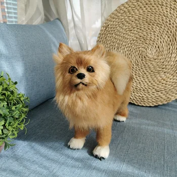 симулация куче модел пластмаса & кожи японски шпицбн куче дома бюро декорация орнаменти играчка подарък d0887