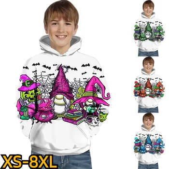 2023 Джобни върхове момчета пуловер зимни детски кръг врата качулка пуловер есен Hallowmas дълъг ръкав нов 3D печат Printin