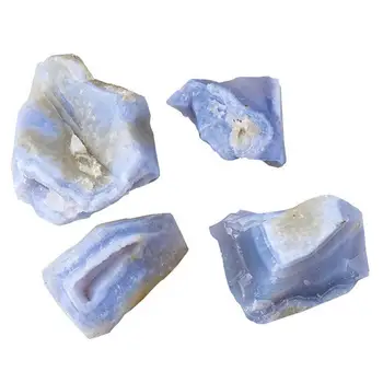 Blue Agate Груб ваза пълнител скали Естествена минерална руда Синя дантела ахат кристал за бонсай риба резервоар цвете саксия декорация