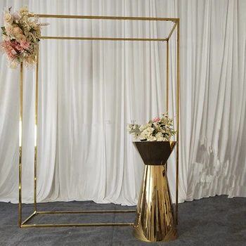 Без маса) 180 см височина) Геометрична златна арка метална желязна рамка Стойка за цветя Сватбен фон Сватбена декорация AB1084