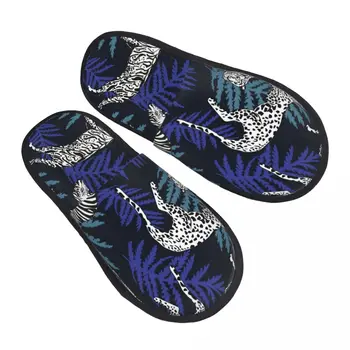 Леопард зебра тигър екзотични листа чехъл за жени мъже пухкави зимни топли чехли вътрешни чехли