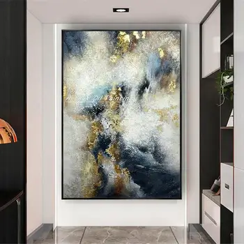  Arthyx, ръчно рисувани златни абстрактни текстури изкуство маслени картини върху платно, модерна декорация на дома стена декор картини за хол