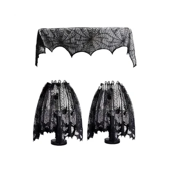 1Set Хелоуин декорация черна дантела паяжина камина мантия шал покритие празнично парти доставки