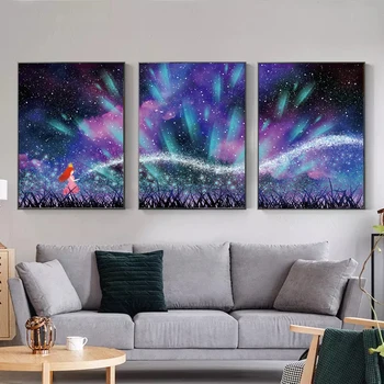 Космическа мъглявина Вселенски облаци Галактически стенни снимки за хол Модерна декорация Maison Star Canvas Painting Cuadros