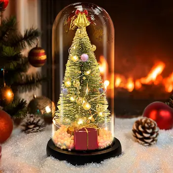 LED коледно дърво в стъклен купол подарък, снежна бутилка четка подаръци за дома, Коледа подарък за рожден ден за жени мама и момичета