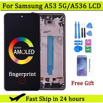 6.5'' AMOLED дисплей за Samsung A53 5G A536 A536B LCD дисплей сензорен екран с рамка дигитайзер събрание ремонт части