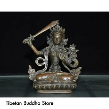 Стар тибетски будизъм бронз Дръжте меч Тара Куан-Ин ГуанИн богиня статуя на Буда