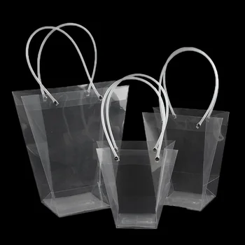 5pcs прозрачна подаръчна торбичка Т-образна водоустойчива пластмасова торбичка парти присъства PVC PP цвете Bounique опаковка празник бонбони шоколад