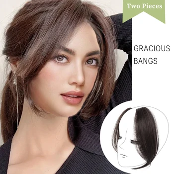Бретон перука женски естествена симулация без следи от допълваща коса френски среден раздяла фалшив бретон коса парче