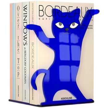 мода забавно танци котка акрилна L-образна цветна книга запушалка персонализирани прозрачни бюро организатор книга стойка притежателя
